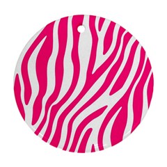 Pink Fucsia Zebra Vibes Animal Print Round Ornament (two Sides)