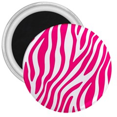 Pink Fucsia Zebra Vibes Animal Print 3  Magnets by ConteMonfrey