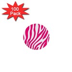 Pink Fucsia Zebra Vibes Animal Print 1  Mini Buttons (100 pack)  Front