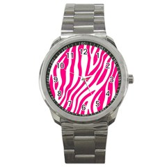 Pink Fucsia Zebra Vibes Animal Print Sport Metal Watch by ConteMonfrey
