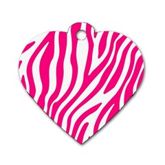 Pink Fucsia Zebra Vibes Animal Print Dog Tag Heart (one Side) by ConteMonfrey