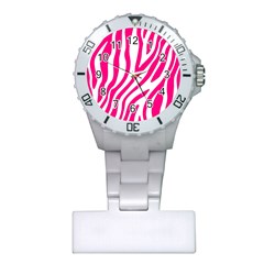 Pink Fucsia Zebra Vibes Animal Print Plastic Nurses Watch by ConteMonfrey