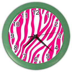 Pink Fucsia Zebra Vibes Animal Print Color Wall Clock by ConteMonfrey