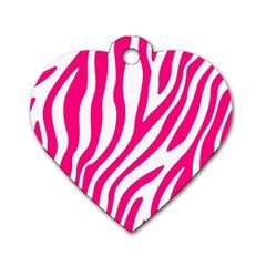 Pink Fucsia Zebra Vibes Animal Print Dog Tag Heart (two Sides) by ConteMonfrey