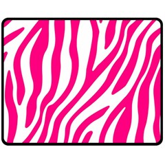 Pink Fucsia Zebra Vibes Animal Print Two Sides Fleece Blanket (medium) by ConteMonfrey