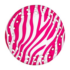 Pink Fucsia Zebra Vibes Animal Print Round Filigree Ornament (two Sides) by ConteMonfrey