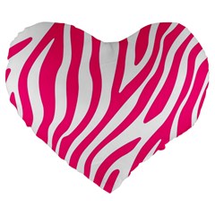 Pink Fucsia Zebra Vibes Animal Print Large 19  Premium Heart Shape Cushions by ConteMonfrey