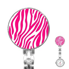 Pink Fucsia Zebra Vibes Animal Print Stainless Steel Nurses Watch by ConteMonfrey
