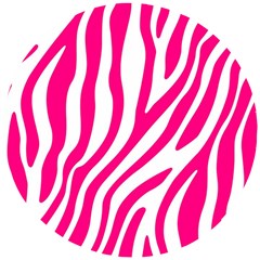 Pink Fucsia Zebra Vibes Animal Print Wooden Puzzle Round