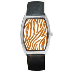 Orange Zebra Vibes Animal Print   Barrel Style Metal Watch by ConteMonfrey