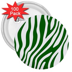 Dark Green Zebra Vibes Animal Print 3  Buttons (100 Pack) 