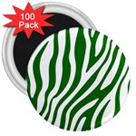 Dark green Zebra Vibes Animal Print 3  Magnets (100 pack) Front