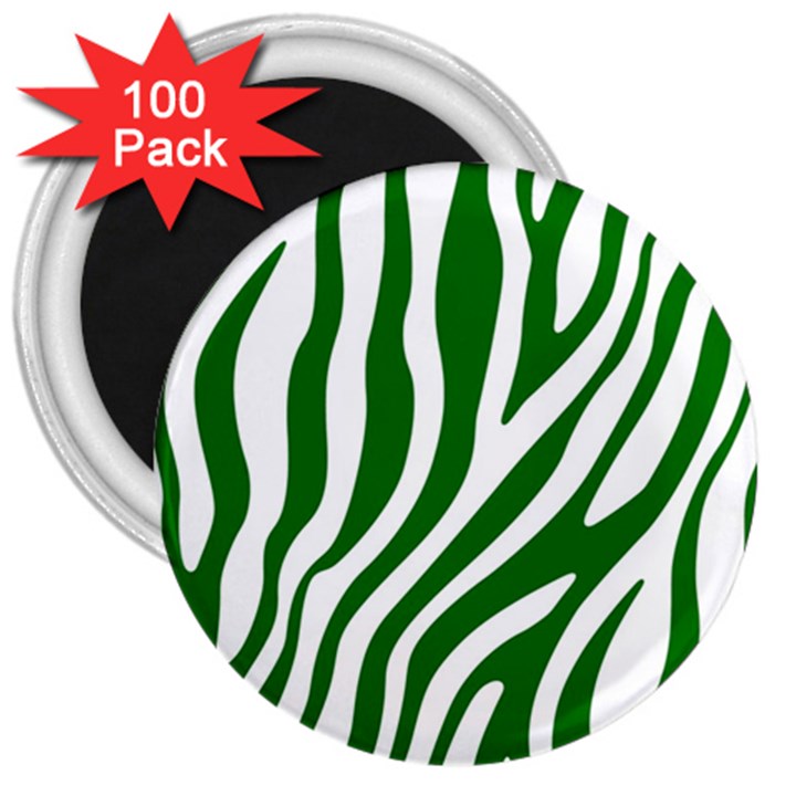 Dark green Zebra Vibes Animal Print 3  Magnets (100 pack)