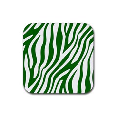 Dark Green Zebra Vibes Animal Print Rubber Coaster (square) by ConteMonfrey