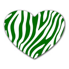 Dark Green Zebra Vibes Animal Print Heart Mousepad by ConteMonfrey