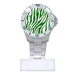 Dark Green Zebra Vibes Animal Print Plastic Nurses Watch by ConteMonfrey