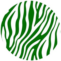 Dark Green Zebra Vibes Animal Print Wooden Puzzle Round