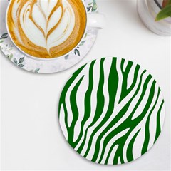 Dark Green Zebra Vibes Animal Print Uv Print Round Tile Coaster