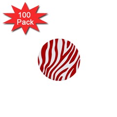 Red Zebra Vibes Animal Print  1  Mini Buttons (100 Pack)  by ConteMonfrey