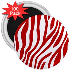 Red Zebra Vibes Animal Print  3  Magnets (100 Pack) by ConteMonfrey