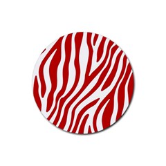 Red Zebra Vibes Animal Print  Rubber Coaster (round) by ConteMonfrey