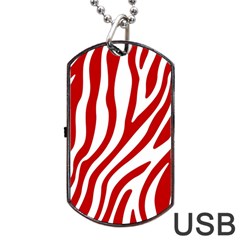 Red Zebra Vibes Animal Print  Dog Tag Usb Flash (two Sides) by ConteMonfrey