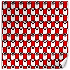 Red And White Cat Paws Canvas 12  X 12  by ConteMonfrey