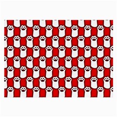 Red And White cat Paws Large Glasses Cloth