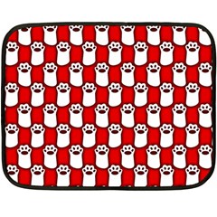 Red And White cat Paws Two Sides Fleece Blanket (Mini)