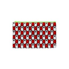 Red And White cat Paws Cosmetic Bag (XS)