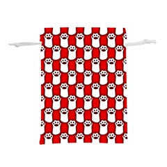 Red And White Cat Paws Lightweight Drawstring Pouch (m)