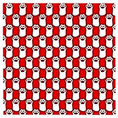 Red And White Cat Paws Wooden Puzzle Square by ConteMonfrey