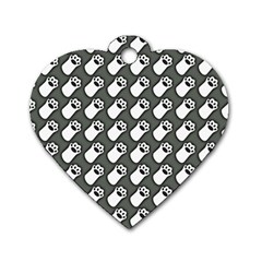 Grey And White Little Paws Dog Tag Heart (two Sides) by ConteMonfrey