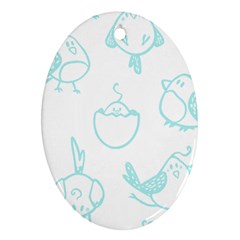 Birds Seamless Pattern Blue Oval Ornament (two Sides) by ConteMonfrey