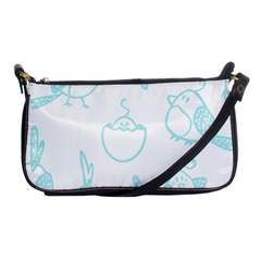 Birds Seamless Pattern Blue Shoulder Clutch Bag by ConteMonfrey