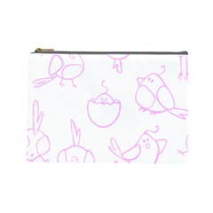 Birds Seamless Pattern Purple Cosmetic Bag (large) by ConteMonfrey