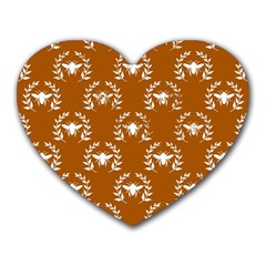 Brown Golden Bees Heart Mousepad by ConteMonfrey