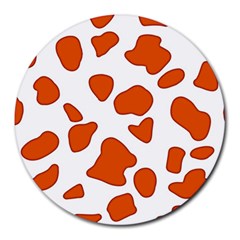 Orange Cow Dots Round Mousepad