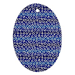 Animal Print - Blue - Leopard Jaguar Dots Small  Oval Ornament (two Sides)