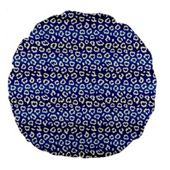 Animal Print - Blue - Leopard Jaguar Dots Small  Large 18  Premium Round Cushions by ConteMonfrey