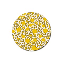 Blue Flowers On The Wall   Rubber Coaster (round) by ConteMonfrey