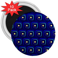 Blue Neon Squares - Modern Abstract 3  Magnets (10 Pack)  by ConteMonfrey
