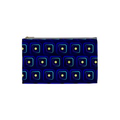 Blue Neon Squares - Modern Abstract Cosmetic Bag (small)