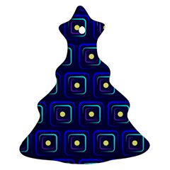 Blue Neon Squares - Modern Abstract Christmas Tree Ornament (two Sides) by ConteMonfrey