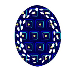 Blue Neon Squares - Modern Abstract Ornament (oval Filigree) by ConteMonfrey