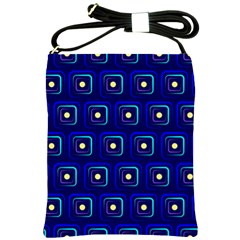 Blue Neon Squares - Modern Abstract Shoulder Sling Bag by ConteMonfrey