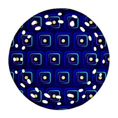 Blue Neon Squares - Modern Abstract Ornament (round Filigree) by ConteMonfrey