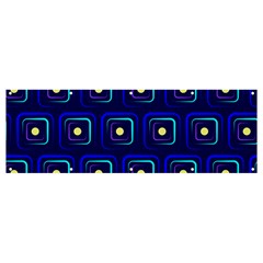 Blue Neon Squares - Modern Abstract Banner and Sign 12  x 4 