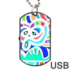 Crazy Pop Art - Doodle Animals   Dog Tag Usb Flash (two Sides) by ConteMonfrey