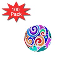 Crazy Pop Art - Doodle Circles   1  Mini Buttons (100 Pack) 